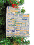 Utah Christmas Ornament Wooden Tree Decoration Gift Boxed, 4 3/4 Inch