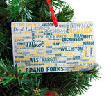 North Dakota Christmas Ornament Wooden Tree Decoration Gift Boxed, 4 3/4 Inch