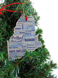 Maine Christmas Ornament Wooden Tree Decoration Gift Boxed, 4 3/4 Inch