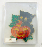 Jack-O-Lantern Black Cat Halloween Suncatcher Window Ornament Decoration with Suction Cup Gift Boxed, 4 Inch