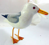 Seagull Statue Handmade and Painted Wood Nautical Beach Home Decor