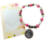 St Agatha Breast Cancer Healing Saint Gift Set with Italian Bracelet and Holy Prayer Card