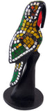 Parrot Statue Handmade Glass Mosaic Design on Wood Sculpture Exotic Tiki Bird Stand Decoration, 9 Inch