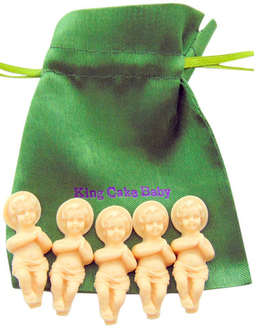 King Cake Babies Set of 5 with Gift Bag Plastic Baby Jesus Figurines for Mardi Gras