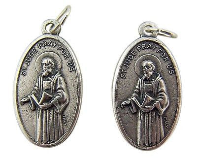 MRT Lot Of 2 St Jude Pray For Us Silver Plate Medal Pendant Patron Saint Gift