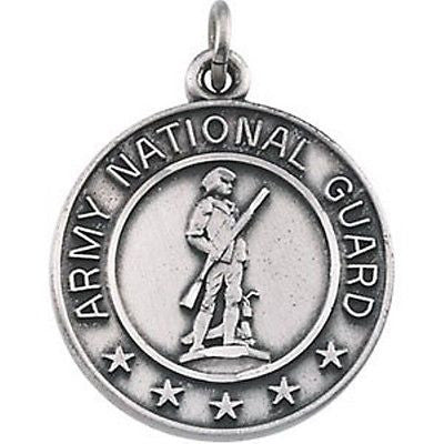 MRT One Nation St Michael US Army National Guard Sterling Silver Medal Necklace