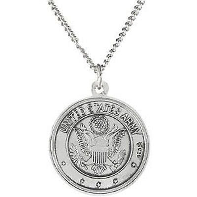 MRT One Nation St Christopher US Army .925 Sterling Silver Medal Necklace 3/4"