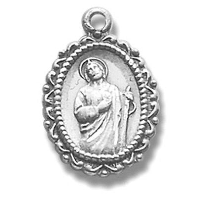 Sterling Silver Small St Jude Patron Medal with Stainless Steel Chain & Boxed