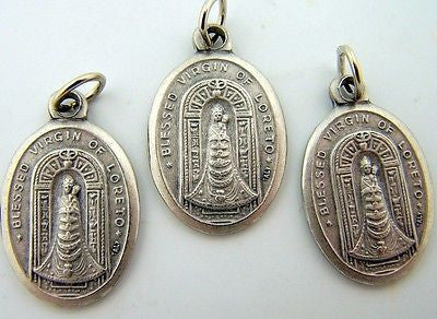 Blessed Virgin of Loreto Religious Charm Pendant Pray For Us Silver Medal LOT 3