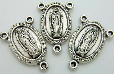 MRT Lot Of 3 Our Lady Of Guadalupe Rosary Centerpiece Silver Plate Italian Made
