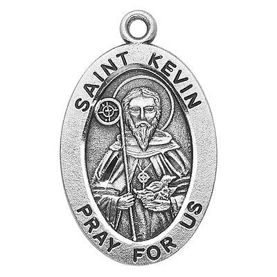 Sterling Silver Saint St Hubert 7/8" Medal with Stainless Steel 20" Chain Boxed Gift
