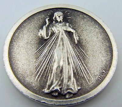 Catholic Medal Charm Prayer Pocket Token Jesus I Trust In You Antiqued Silver