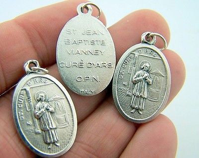 Catholic Medal Charm Pendant Lot 3 Siver Plate St. John Vianney Jean Baptiste
