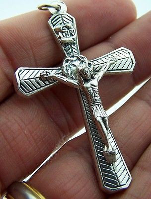 Silver Plate Crown Of Thorns Rosary Pectoral Crucifix