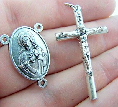 Crucifix & Sacred Heart Jesus Immaculate Heart Mary Rosary Center Piece LOT 10