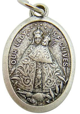 MRT Our Lady Of Olives Catholic St Mary Madonna Medal Silver Plate 3/4" Italian