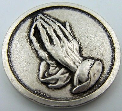 Catholic Medal Charm Prayer Pocket Token Serenity Courage Prayer Antiqued Silver