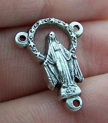 Silver P Miraculous Mary  Rosary Center Part  Supplies