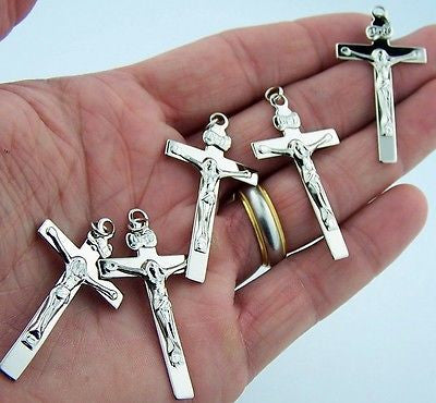 Silver Gilded Medal Crucifix Cross Jesus Gift Lot Of 5