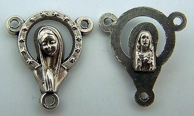 MRT One Silver Tone Virgin Mary 3/4" Rosary Center Piece Part Supplies