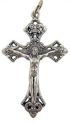 Crucifix Pendant Silver Oxidized Catholic Pectoral Cross Gift From Italy