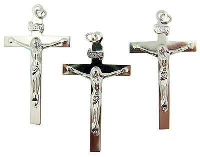 MRT Lot Of 3 Crucifix Pendant Silver Plate Catholic Pectoral Holy Cross Gift