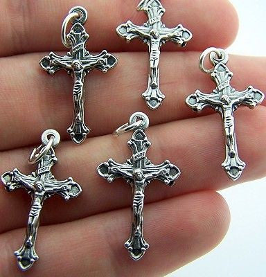 Crucifix Cross Rosary Center Piece Part Silver Tone Lot Of 5  from Italy