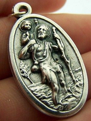Saint St. Christopher Travel Protect Us Silver P Medal