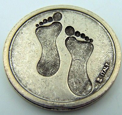 Footprints Of The Lord Antiqued Silver 1 Inch Pocket Token Charm Prayer