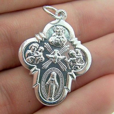 Miraculous 4 Way Medal Silver Tone Charm Pendant Mother Mary Religious Gift