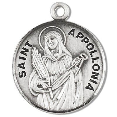 Sterling Silver 7/8" Round Saint St Apollonia Patron Medal