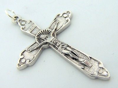 Cross Crucifix Jesus Christ Silver Tone Made In Italy Pendant Medal Religious Gift