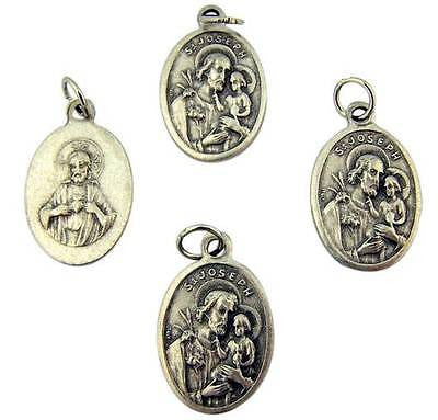 MRT Lot Of 4 St Joseph Holy Saint Medal Silver Plate Pendant Gift 3/4" Italy