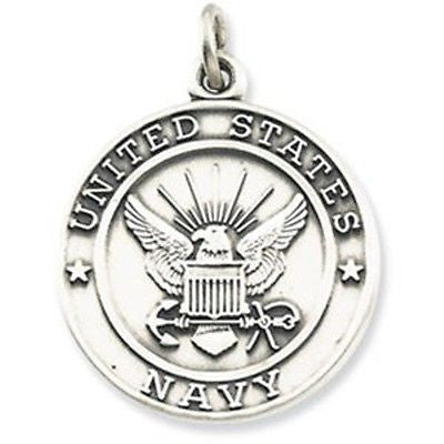 MRT One Nation.. St Michael US Navy Medal Sterling Silver Pendant Necklace 1"