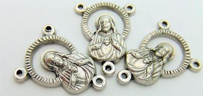 MRT Lot 3 Sacred Heart Of Jesus Holy Rosary Centerpiece Part Silver Plate Italy