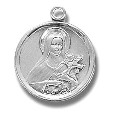 Sterling Silver Small Saint St Therese Patron Medal
