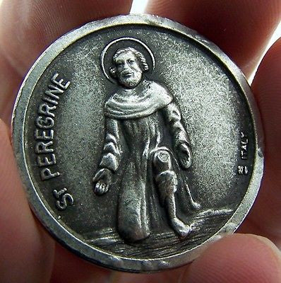 Catholic Medal Charm Prayer Pocket Token Sts Agatha Peregrine Antiqued Silver
