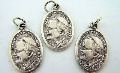 Catholic Medal Charm Pendant Lot 3 Siver Plate Pope John Paul II Pray for Us