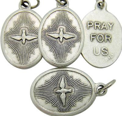 MRT Lot 4 Holy Spirit Confirmation Catholic Medal Silver Plate Gift 3/4" Italy