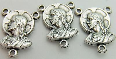 3 Sacred Heart Madonna & Child Rosary Centerpiece Part Silver Plate Italy
