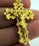 Gold Tone Lattice Pendant Charm Christ Crucifix Jewelry Jesus Cross Italy