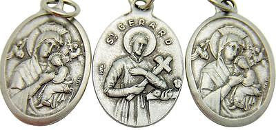 3 Our Lady Perpetual Help Saint Mary Medal St Gerard Silver Plate 3/4" Italy