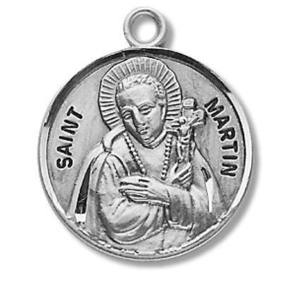 Sterling Silver 7/8" Round Saint St Martin Patron Medal