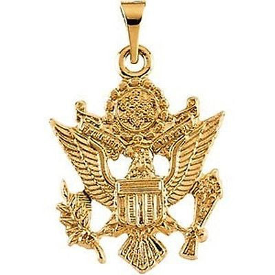 MRT One Nation 14K Yellow Gold US Army Pendant Medal Mens Womens Jewelry 3/4"