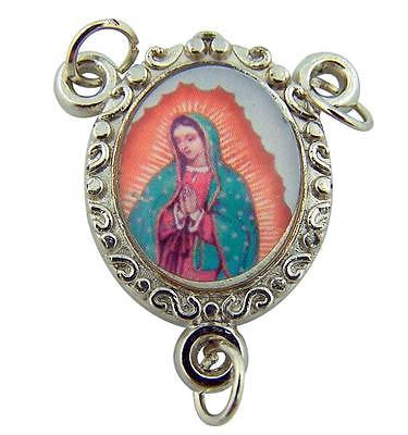 MRT Our Lady Of Guadalupe Holy Rosary Centerpiece Silver Plate Color Medal Gift