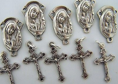Cross Crucifix Mary Pray Jesus Rosary Silver Gilded Lot
