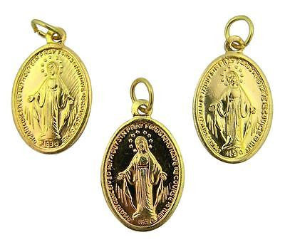 MRT Lot Of 3 Miraculous Medal Blessed Virgin Mary Pendant Gold Plate Aluminum 1"