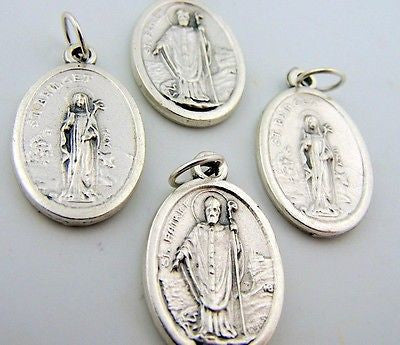 Saints Patrick & Bridget Religious Charm Pendant Pray For Us Medal Silver LOT 4