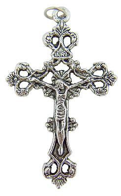 MRT Crucifix Pendant Oxidized Silver Catholic Cross Gift Italian Made -- 1 1/2"