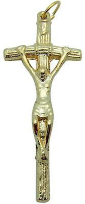 MRT Gold Plate Crucifix Pendant Pope John Paul Papal Cross Gift Italian Medal